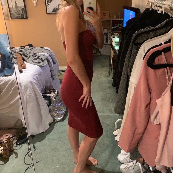 Burgundy midi suede dress - Picture 3 of 4